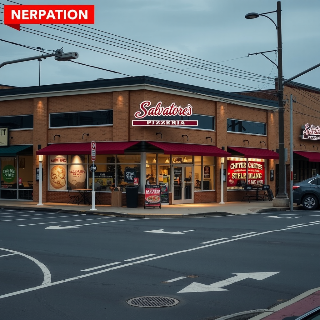 Map showing location of Salvatore's Pizzeria at New Sudbury Centre Food Court on Lasalle Boulevard in Sudbury, Ontario, Canada with surrounding streets and landmarks